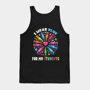 Autism Awareness Puzzles I Wear Blue For My Students Teacher Tank Top